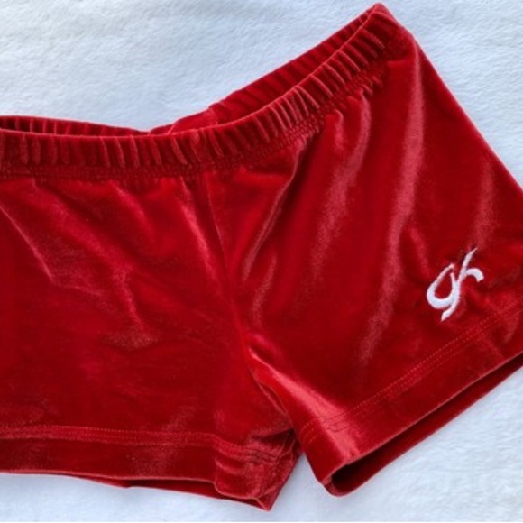 GK Elite Red Velvet Gymnastics/Dance Shorts Sz CM - Picture 1 of 4